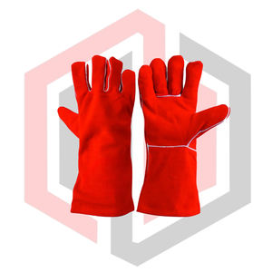 ถุงมือหนังวัวสีแดงทนความร้อน, ถุงมือหนัง, ถุงมือช่างเชื่อม, ถุงมือกันความร้อน, ถุงมือป้องกันไฟ, ถุงมือสำหรับงานบาร์บีคิว - Product Image 1