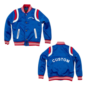 Blouson Bomber Unisexe en Soie Satinée Tendance avec Broderie Personnalisée, Design Baseball Sportif et Logo Frontal pour Hommes - Product Image 2