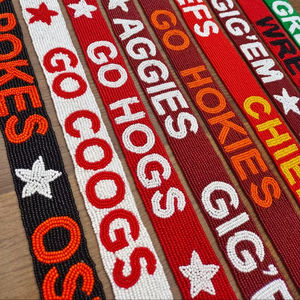 Handmade Lightweight Beaded Bag Strap Black Star Pattern <b>Red</b> Background Adjustable Shoulder Crossbody Replacement <b>Handbag</b> Purse - Product Image 1