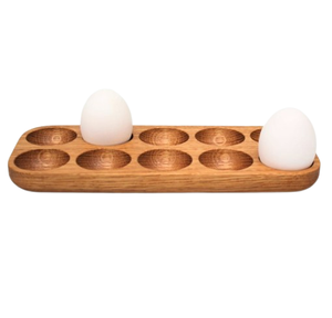 Kitchen Appliance Egg Holder <b>Plate</b> Solid Acacia Wood Egg Tray with Countertop Display Storage <b>Rack</b> Serving Trays - Product Image 3