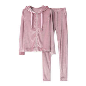 Ensemble de survêtement en velours personnalisé pour femme : sweat à capuche zippé et pantalon de jogging en velours - Product Image 5