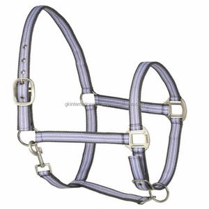 Licou en nylon à rayures personnalisé prix de gros produits de selle de course de chevaux équestres cheval licou en nylon - Product Image 3