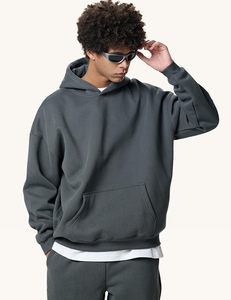 Mens <b>Hoodie</b> Heavyweight Cotton Solid Blank <b>Plain</b> Hoody Oversized High Quality Graphic Custom Print Luxury Pullover Custom <b>Hoodie</b> - Product Image 3