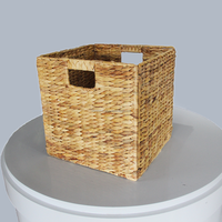 CAVIANA Panier de rangement pliable en fibre végétale de jacinthe d'eau, écologique, de haute qualité, design cube carré, marron/marron clair, pour la maison