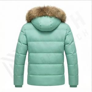 Veste parka d'hiver légère à logo pour hommes, grande taille 6xl, longue et épaisse, col montant, motif toile imperméable à capuche pour vêtements d'hiver - Product Image 3