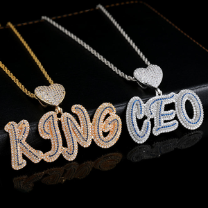 Colgante de Lujo con Nombre de Moissanita, Diseño de Corazón con Letra Personalizada, Acabado en Oro y Plata, Collar Hip Hop, Joyería de Declaración - Product Image 6