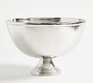 Bol de service en métal en forme de fleur, poli, fait main, pour salades, fournitures de restaurant, base sur piédestal, bol argenté pour dîner ou réception. - Product Image 3