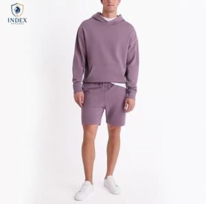 Conjunto de Sudadera con Capucha y Pantalones Cortos para Hombre, Color Sólido, Ropa Casual de Verano, Sudadera con Capucha de Felpa Francesa - Product Image 1