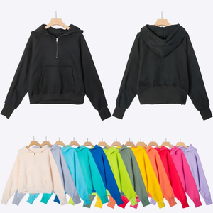 Sweat à capuche de haute qualité, tendance automne-hiver, style coupe-vent, col semi-ouvert, couleur unie, pull ample imprimé sur le devant - Product Image 4