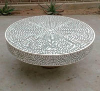 Console en incrustation d'os Belle table basse en incrustation d'os meubles de l'Inde poufs en nacre de luxe à vendre en vrac