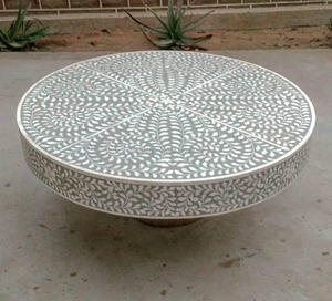 Bone inlay console Beautiful Bone Inlay Móveis de mesa de café da Índia luxo mãe de pérola Otomanos para venda - Product Image 4