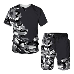 Ensemble T-shirt et short d'été à manches courtes imprimé par sublimation, impression numérique, respirant, séchage rapide, tricoté en polyester/coton - Product Image 2
