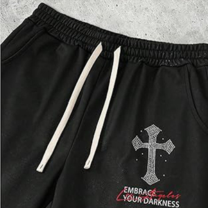 Pantalón de chándal para hombre de algodón ligero, cintura media, corte recto, pierna ancha, estilo jogger apilado, lavado ácido, transpirable, acampanado y holgado. - Product Image 5
