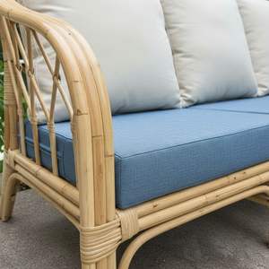 Chaise de salle à manger d'extérieur en rotin durable et écologique, en osier naturel fait main, design contemporain, avec revêtement en cuir PU, mobilier de maison - Product Image 2