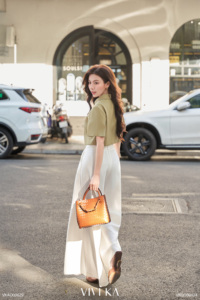Pantalon blanc taille haute à jambes larges pour femmes, en polyester, anti-rides, coupe ample, couleur unie, pour le bureau, MARINA - Product Image 3