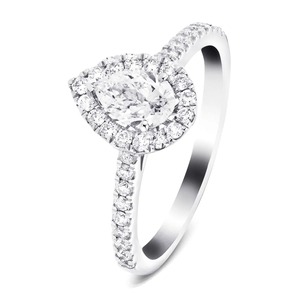 Anillo de Compromiso Floral con Halo de Circonitas Redondas Brillantes y Piedras Laterales, Certificado IGI, Plata 925, para Boda y Fiesta - Product Image 2