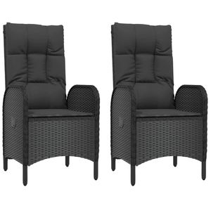 Conjunto de Comedor para Patio de Ratán PE Negro con Reposabrazos Ajustables, Tamaño Mediano - Product Image 4