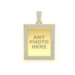 Collar con Colgante de Diamante Cultivado en Laboratorio, Chapado en Oro Amarillo sobre Plata de Ley 925, Personalizado con Foto, Estilo Hiphop, Elegante y Fino para Niños - Product Image 1