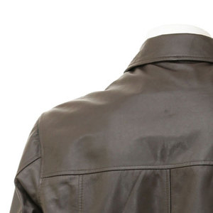Veste en cuir véritable marron pour homme, col classique, fermeture éclair sur le devant, manteau décontracté, vente en gros, style streetwear, veste de mode d'hiver - Product Image 6
