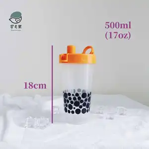 Custom Boba Water Bottle Plastic 500ml Reusable Boba Drink Bottle