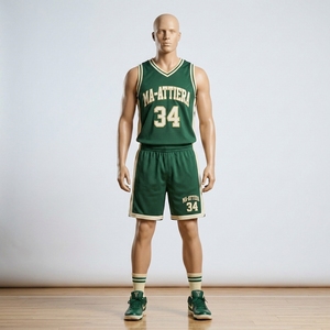 Conjunto de Camiseta y Pantalones Cortos de Baloncesto Verde, Uniforme de Equipo Personalizado con Número 34, Ropa Deportiva Transpirable de Malla, Ropa Deportiva, OEM, ODM, Venta al Por Mayor - Product Image 1
