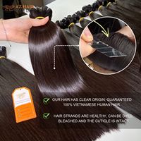 Extensions de cheveux humains noirs lisses et brillants AZ Hair Viet Nam, cheveux Remy vietnamiens bruts, cuticules alignées, double trame machine