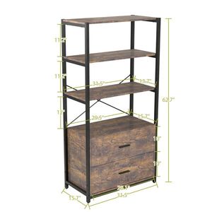 "Retro Industrial <b>Wood</b> <b>Bookcase</b> for Storage & Display" - Product Image 2