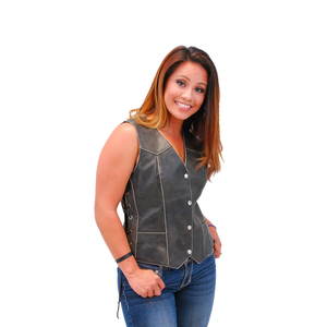 Chaleco de Cuero para Motocicleta de Mujer, Hecho a Medida, de Alta Calidad, en Oferta, con Precio Bajo, Chalecos de Cuero Transpirables, Elegantes y de Primera Calidad para Damas - Product Image 4