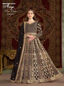 Vestido largo de red para uso ocasional con bordado frontal y trasero, proveedor de Surat. - Product Image 3