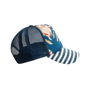 Gorra Trucker con Estampado Floral y Visera a Rayas, Ajustable, con Malla Trasera, Unisex, Casual, para Primavera/Verano, Mezcla de Algodón y Poliéster - Product Image 6