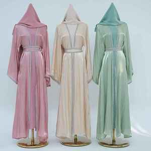 Abaya musulmane moderne de luxe brodée à la main pour femme, décontractée, modeste, pour usage quotidien, col bateau, longueur ras du sol, manches longues, légère - Product Image 3