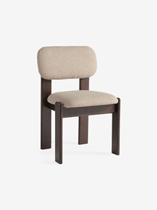 Silla de Comedor Moderna de Mediados de Siglo, de Madera Maciza, con Asiento y Respaldo Tapizados en Bouclé de Primera Calidad - Product Image 3