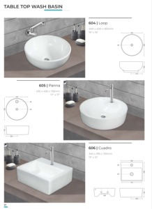 Lavabo carré moderne en céramique Bolina avec capacité de 9 L, installation en montage sur le dessus - Product Image 3