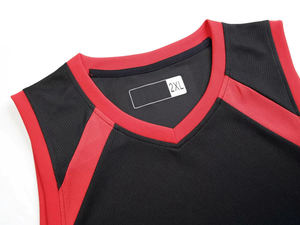 Uniforme de basket-ball de haute qualité, uni, noir et rouge contrastés, très vendu, service OEM, vêtements d'équipe sportive - Product Image 5