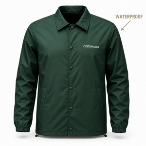 Coach <b>Jacket</b> Custom Logo Waterproof Windbreaker <b>Mens</b> Lightweight Snap Button Mesh Lined Streetwear Wholesale - Product Image 4