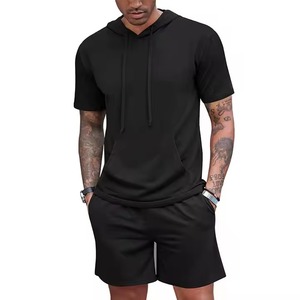Wholesale Casual Contrast Color Stitching Breathable Short-sleeved Shorts Sports Jogger <b>Set</b> t Shirts Men Short <b>Set</b> - Product Image 3