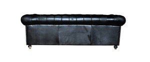 Sofá Chesterfield de Tres Plazas en Tendencia con Tapicería de Cuero Buff Hecha a Mano en Color Marrón Antiguo y Asientos con Cojines Premium - Product Image 6