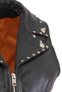 Chaleco de Cuero Genuino para Mujer VIBE SEWN, de Alta Calidad, Impermeable, Ecológico, Resistente al Viento, con Doble Botonadura, Cuello en V, Estilo Gótico - Product Image 3