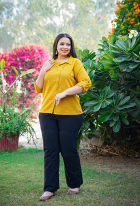 Cotton Flex Printed Plus Size Shirt Mustard Slim Collar Regular Sleeves Women's Casual Wholesale Ladies Designer Ethnic <b>Top</b> - Product Image 3