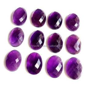 Pierre d'améthyste africaine naturelle certifiée IGI, taille rose, cabochon ovale, 9x11mm, améthyste violette, bijou artisanal à vendre - Product Image 3