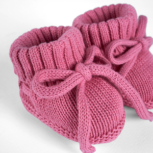 Chaussons pour bébé 100% coton tricoté, décontractés, hiver, écologiques, couleur unie, épaisseur standard, rose bonbon, chaussettes pour nouveau-nés, 0,5-3 ans - Product Image 1
