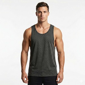 Camiseta Deportiva Minimalista Gris Carbón para Hombre, Camiseta sin Mangas para Entrenamiento, Ropa Deportiva Premium - Product Image 2