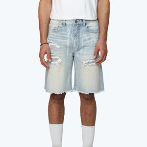 Shorts en jean baggy d'été pour hommes, vente en gros du fabricant, logo et étiquette personnalisés, denim uni de qualité supérieure - Product Image 1
