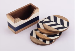 Wooden Coasters with <b>Stand</b> Natural Wood <b>Drink</b> with Holder for Table Protection Home Decor - Product Image 3