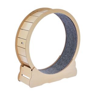 วงล้อวิ่งออกกำลังกายสำหรับแมวขนาดใหญ่ 43.3 นิ้ว ทำจากไม้ พร้อมพรมถอดได้ สำหรับแมวในบ้าน - Product Image 6