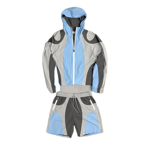 Ensemble léger pour homme, veste coupe-vent, veste de sport, nouvelle mode, ensemble de survêtement imperméable, ensemble de course à pied avec capuche et short - Product Image 1