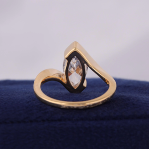 Women's Marquise Cut Diamond Engagement Ring WHITE Gold Bezel Setting Geometric Classic Style - Product Image 3