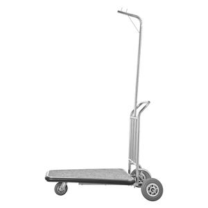 Carrello Bellman a 3 Ruote in Acciaio Inossidabile con Capacità di Carico di 600 LBS, Piano in Moquette Grigia e Ruote in Gomma, Carrello per Hotel - Product Image 3