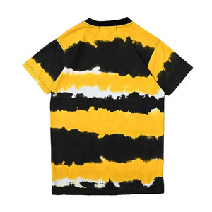 Salty Craft Men's Short Sleeve <b>T</b>-<b>Shirt</b> Yellow Black Tie Dye <b>Graffiti</b> Print Street Style Regular Fit O-Neck Jersey Cotton Tee - Product Image 2