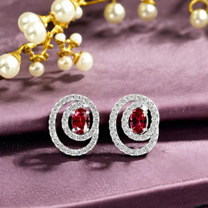 ต่างหูเม็ดเพชรทับทิมแท้แบบเกลียวที่ไม่เหมือนใครคุณภาพดีเงินสเตอร์ลิงสีขาวทองทันสมัยของขวัญสำหรับงานแต่งงานตามกระแส - Product Image 5